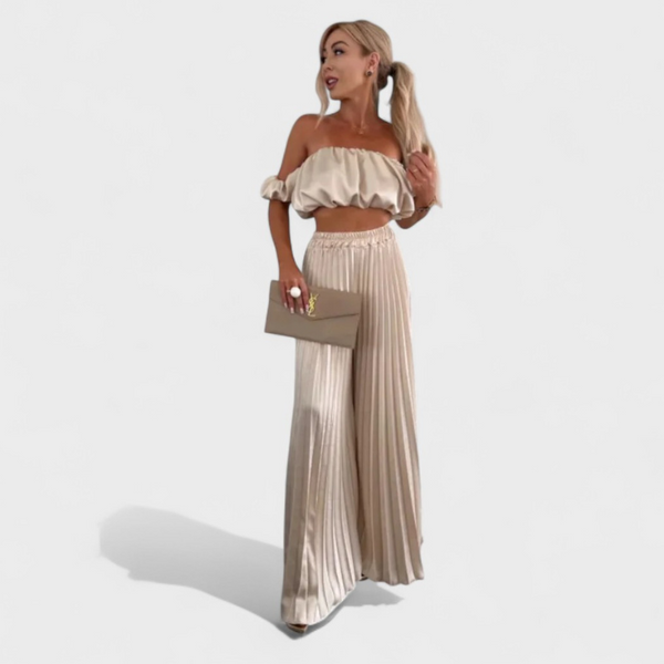 Guiomar | Conjunto Feminino Cropped e Calça Plissada