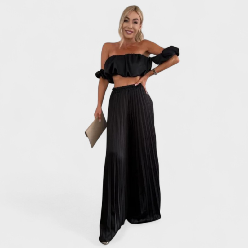 Guiomar | Conjunto Feminino Cropped e Calça Plissada
