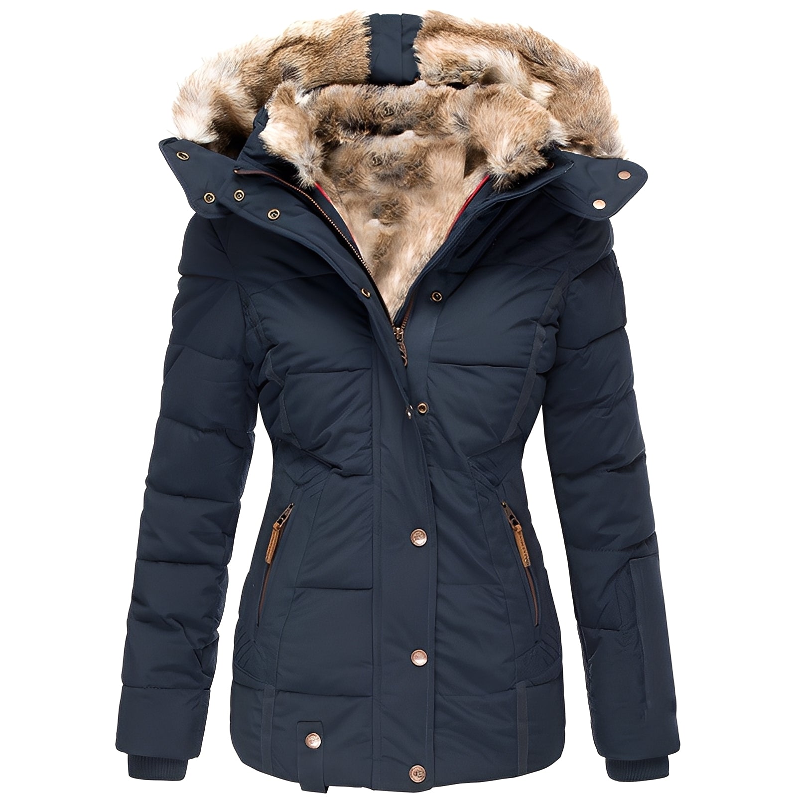 Lucinda | Casaco slim-fit elegante com gola de pelo