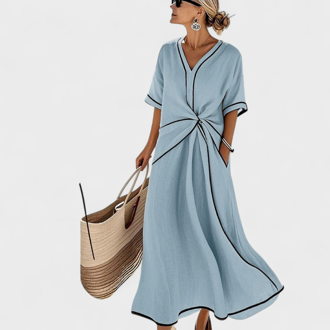 Leocádia | Vestido largo às riscas