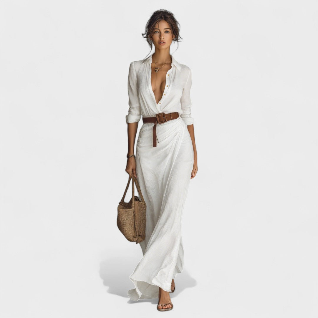 Bernardete | Vestido longo com gola reversível