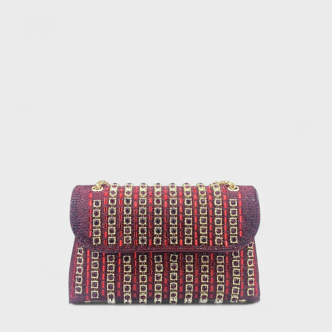 Dulce | Mala de ombro com corrente elegante e diamantes coloridos