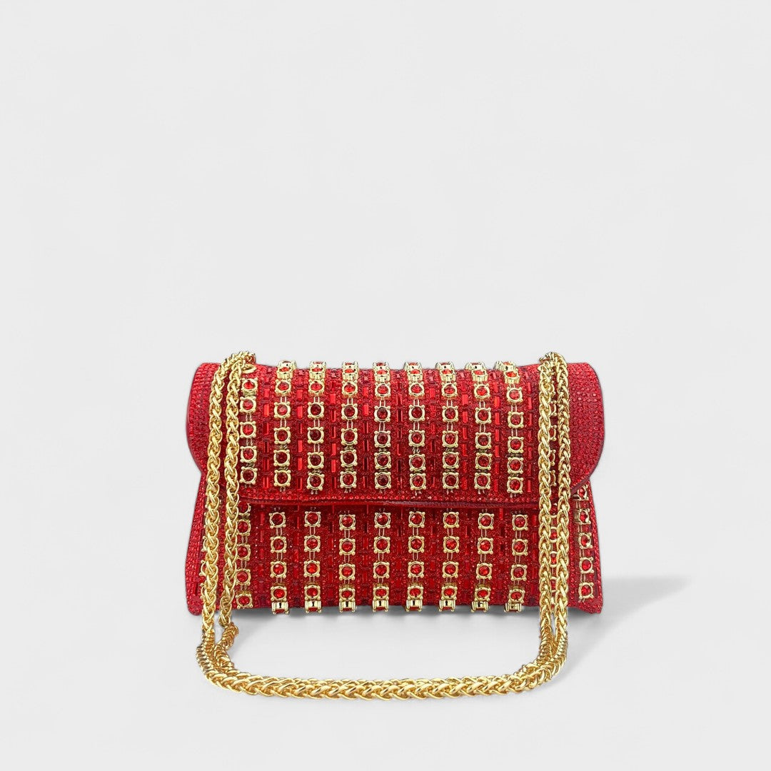 Dulce | Mala de ombro com corrente elegante e diamantes coloridos