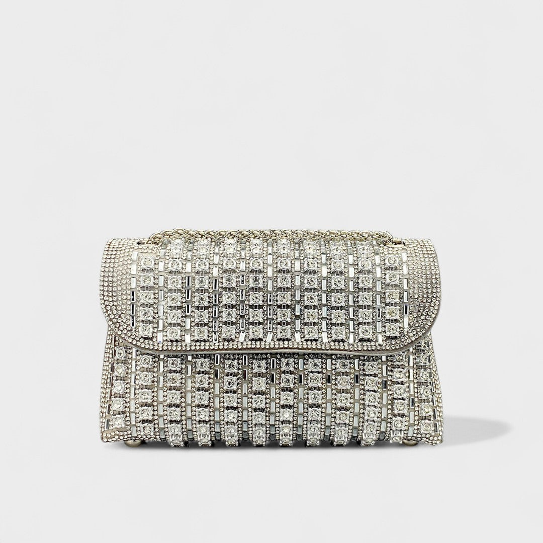 Dulce | Mala de ombro com corrente elegante e diamantes coloridos
