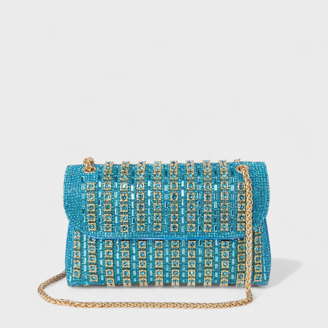 Dulce | Mala de ombro com corrente elegante e diamantes coloridos