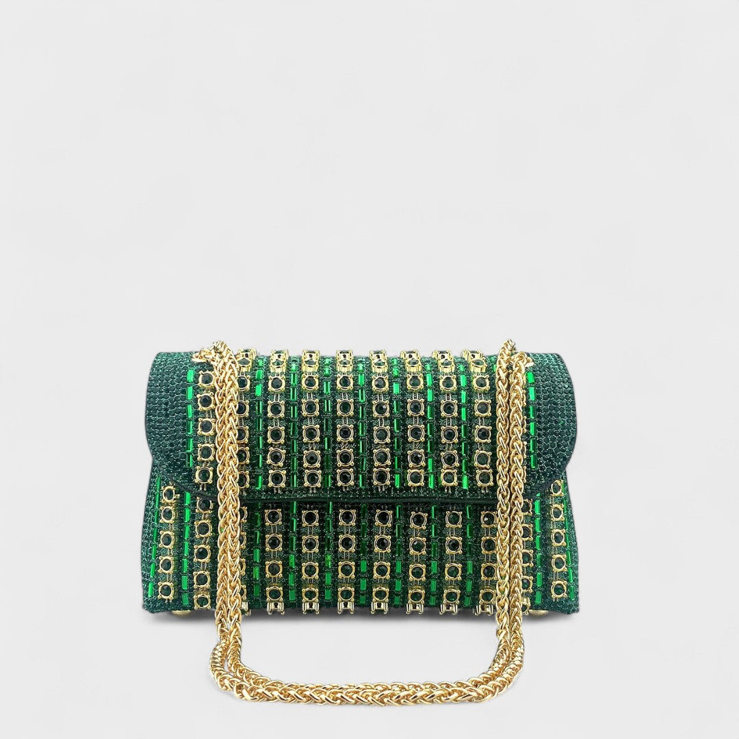 Dulce | Mala de ombro com corrente elegante e diamantes coloridos