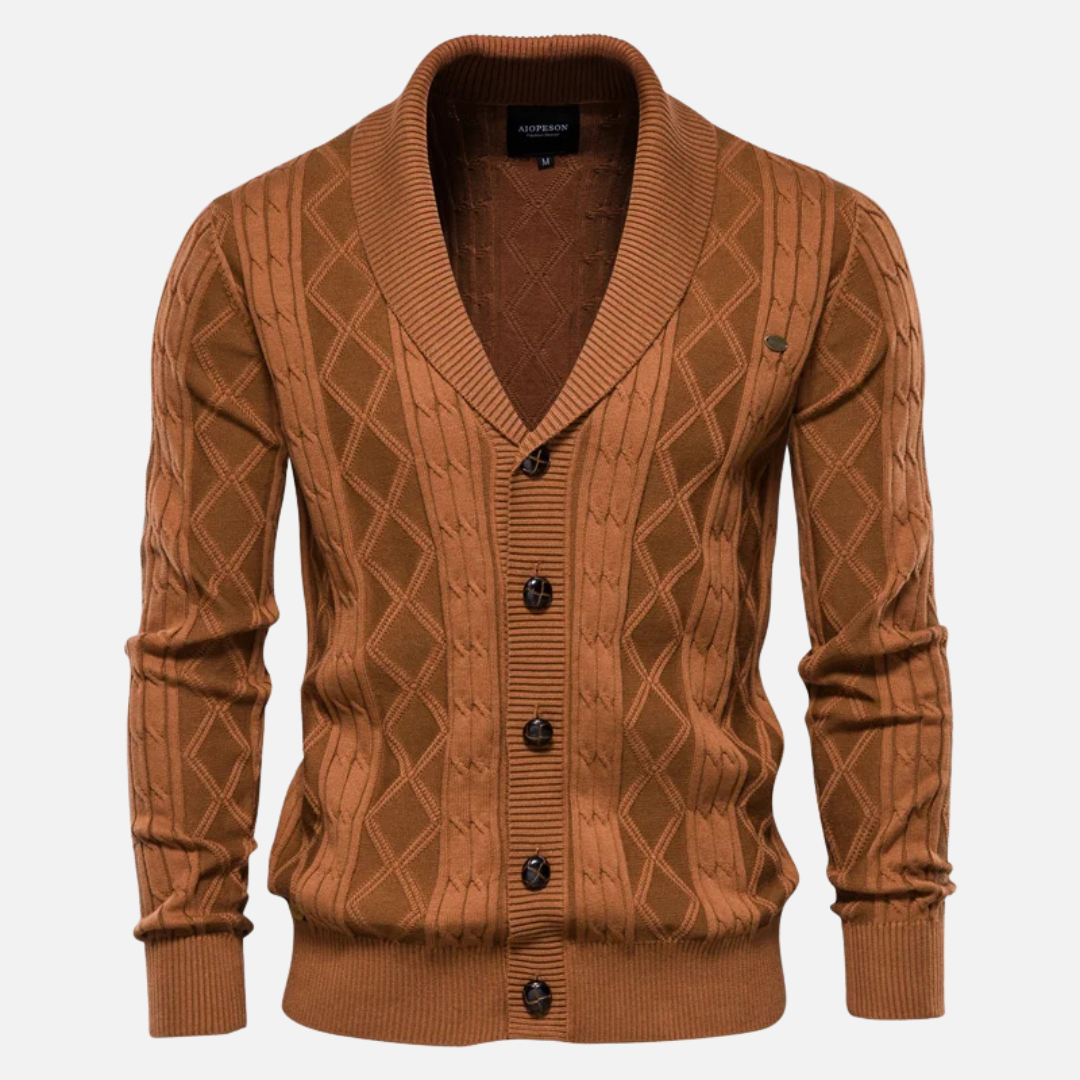 Damião | Cardigan Argyle Mistura Suave