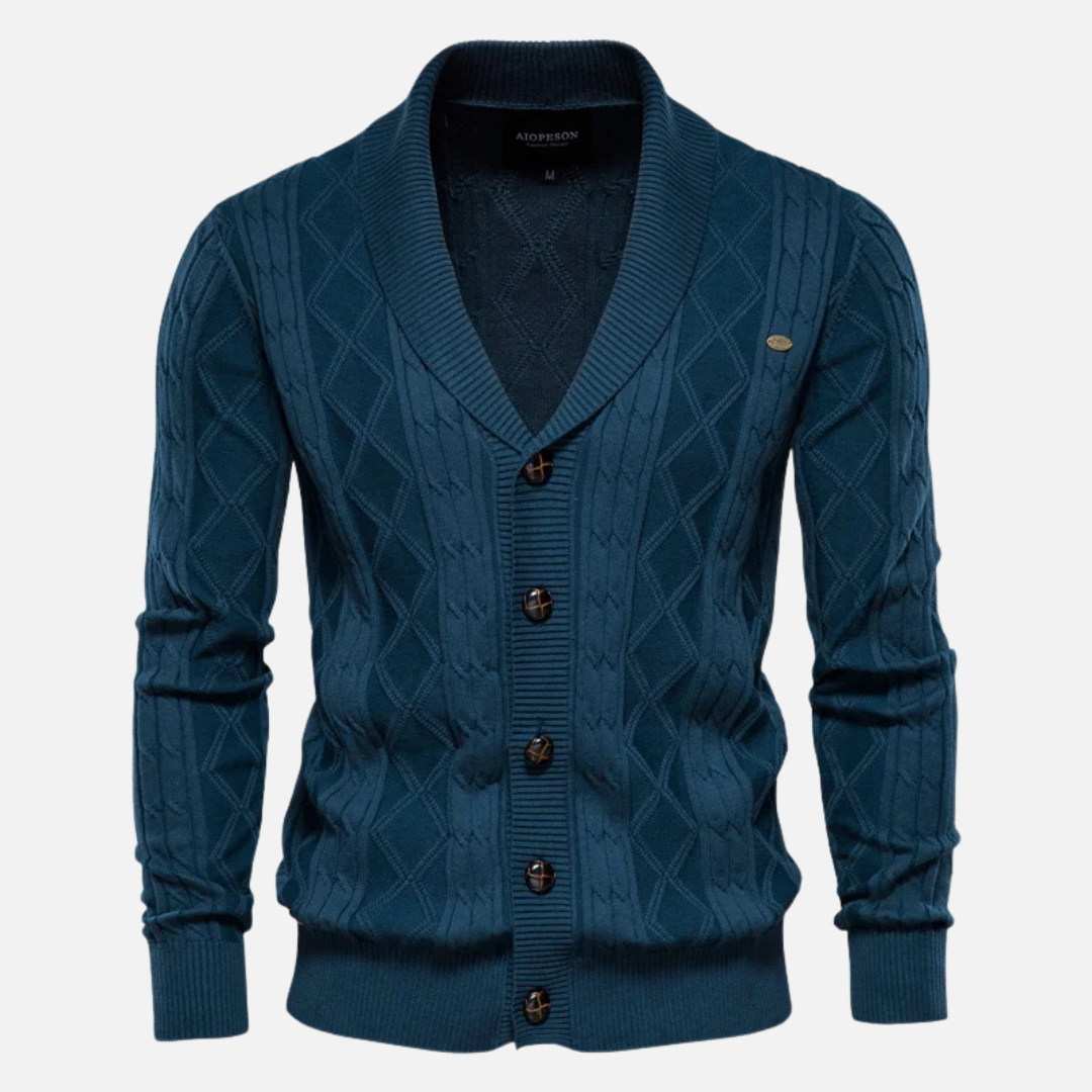 Damião | Cardigan Argyle Mistura Suave