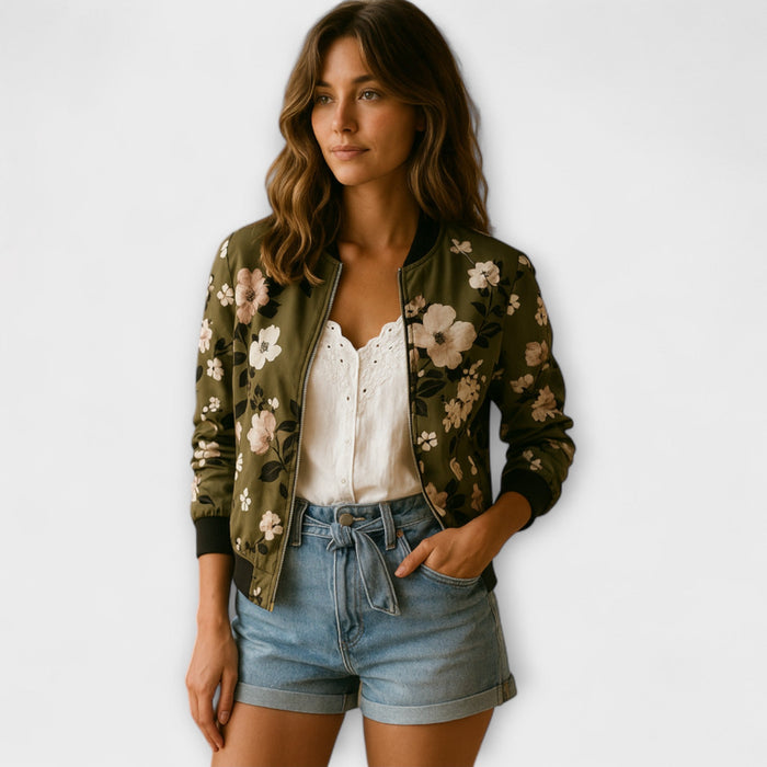 Bernardete | Casaco bomber elegante com padrão floral