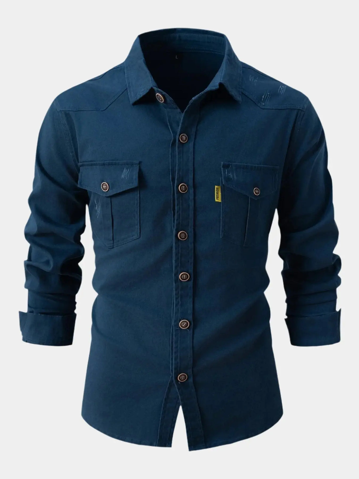 Camisa de Mistura de Denim | Botões