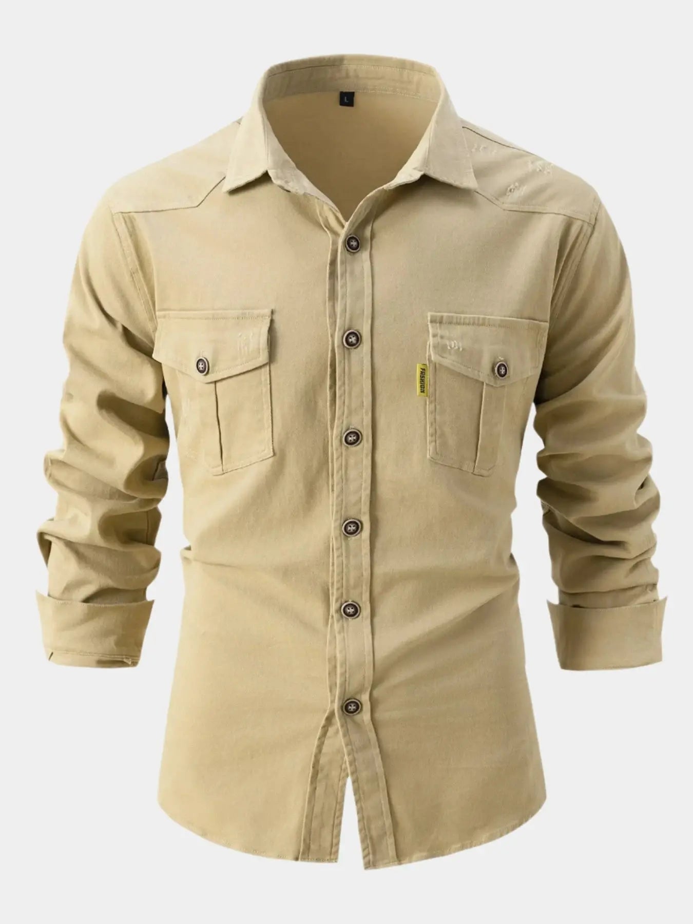 Camisa de Mistura de Denim | Botões