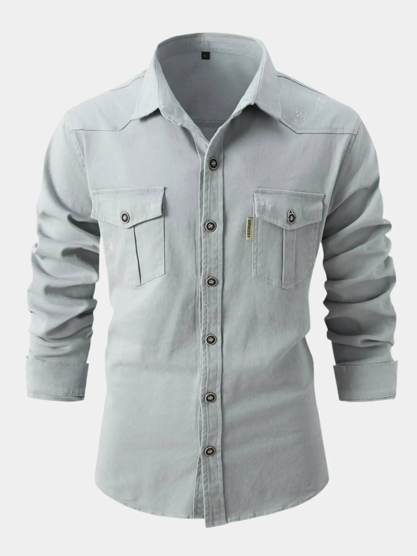 Camisa de Mistura de Denim | Botões