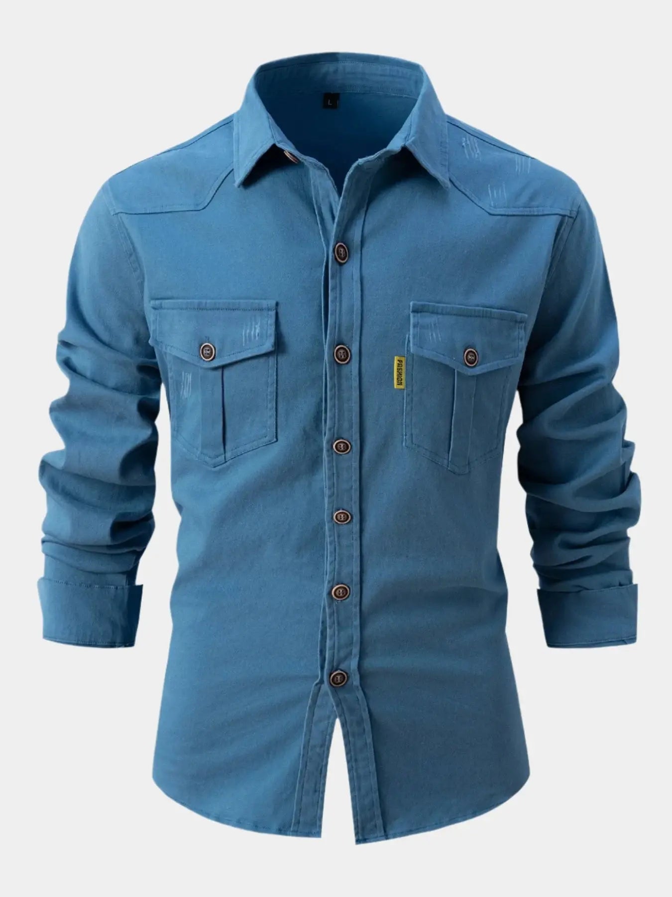 Camisa de Mistura de Denim | Botões