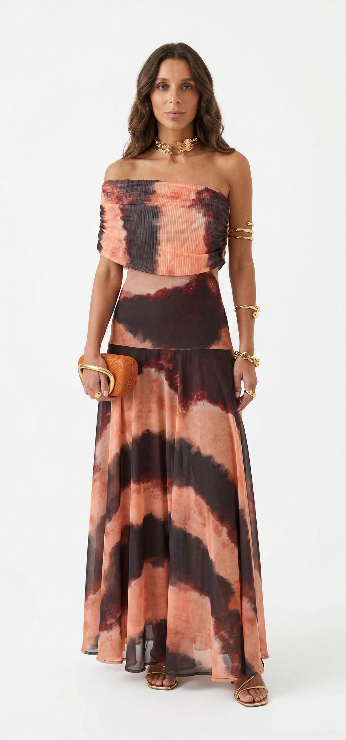 Mafalda | Vestido Maxi Assimétrico com Estampado Abstrato