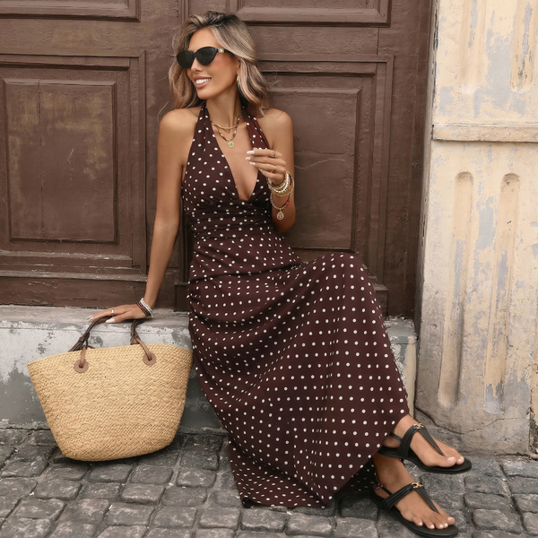 Gisela | Vestido Maxi às Bolinhas
