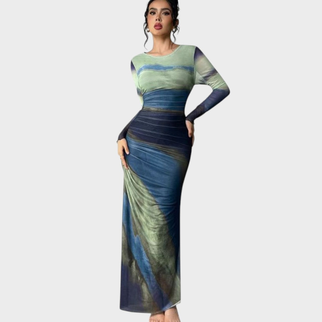 Fernanda | Vestido maxi justo com mangas compridas