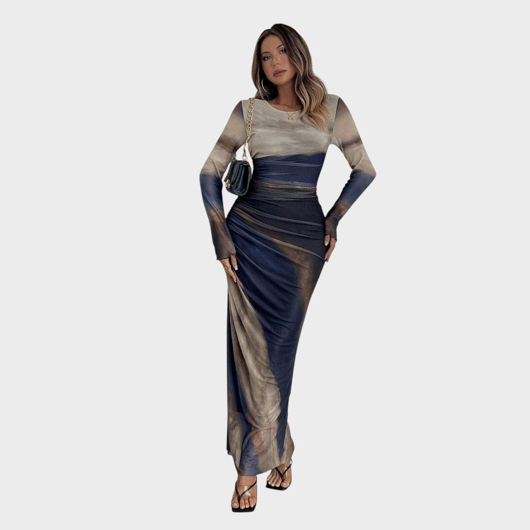 Fernanda | Vestido maxi justo com mangas compridas