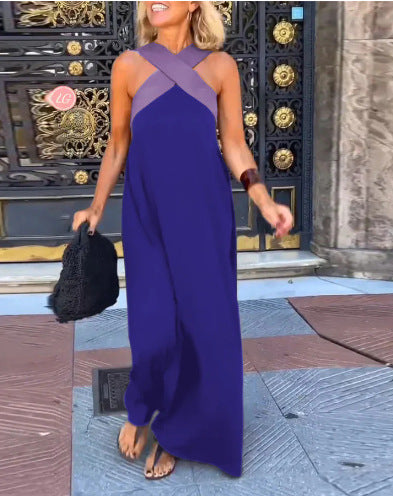 Ermelinda | Vestido Maxi com Decote Cruzado em Contraste