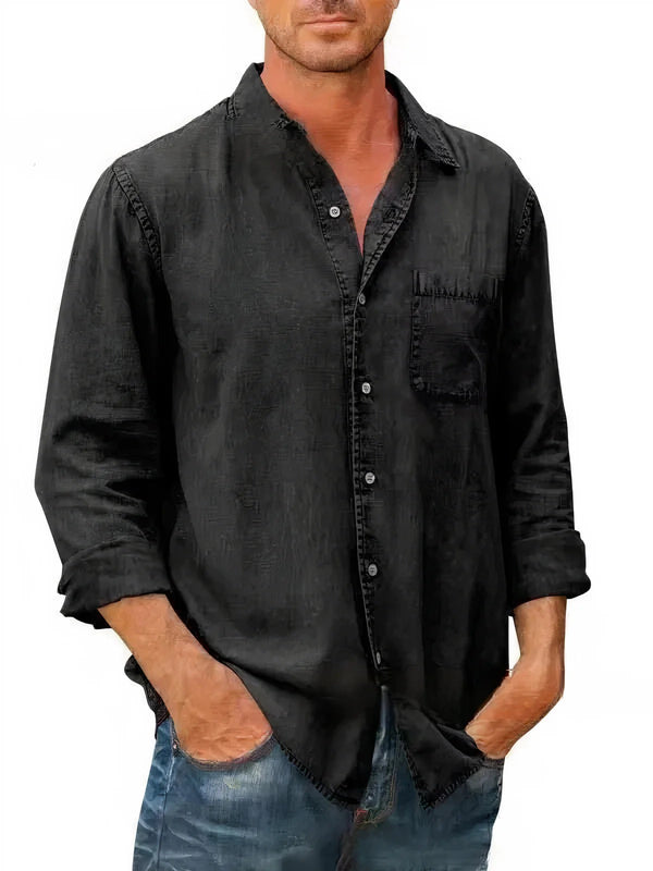 Camisa | Mistura de Denim Longa