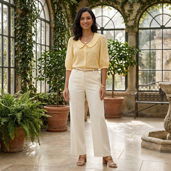 Anabela | Blusa Romântica com Bordados de Margaridas