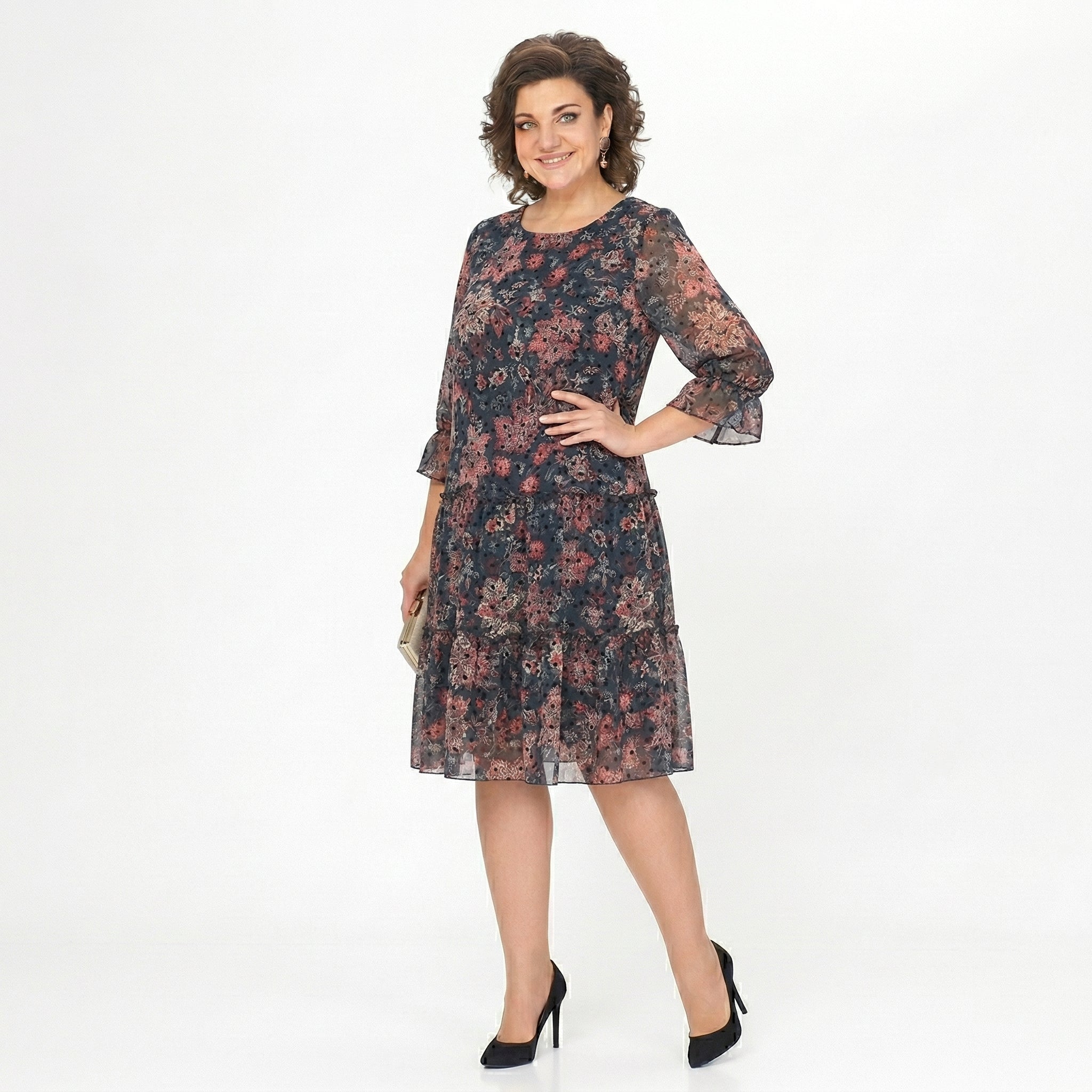 Núria | Vestido Midi com Folhos Fluídos