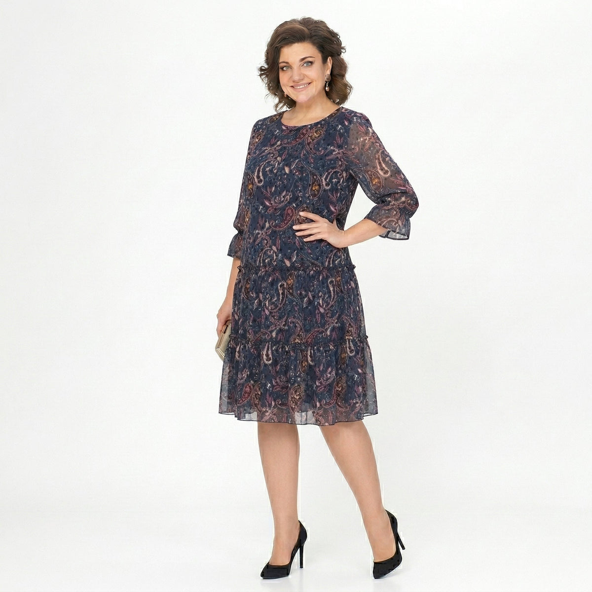 Núria | Vestido Midi com Folhos Fluídos