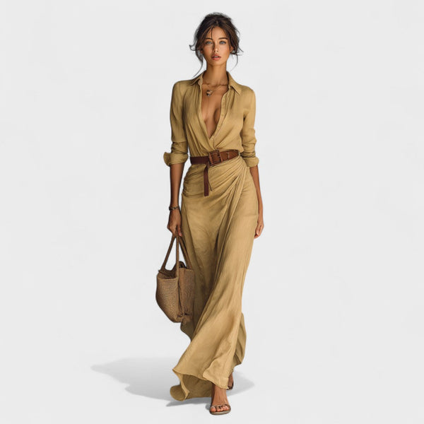 Bernardete | Vestido longo com gola reversível