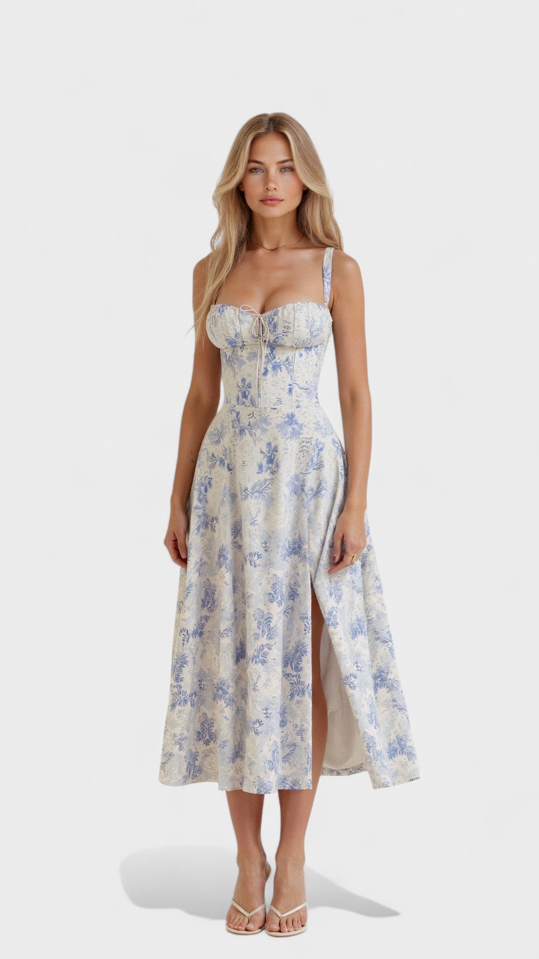 Nélia | Vestido Floral com Corpete Ajustado