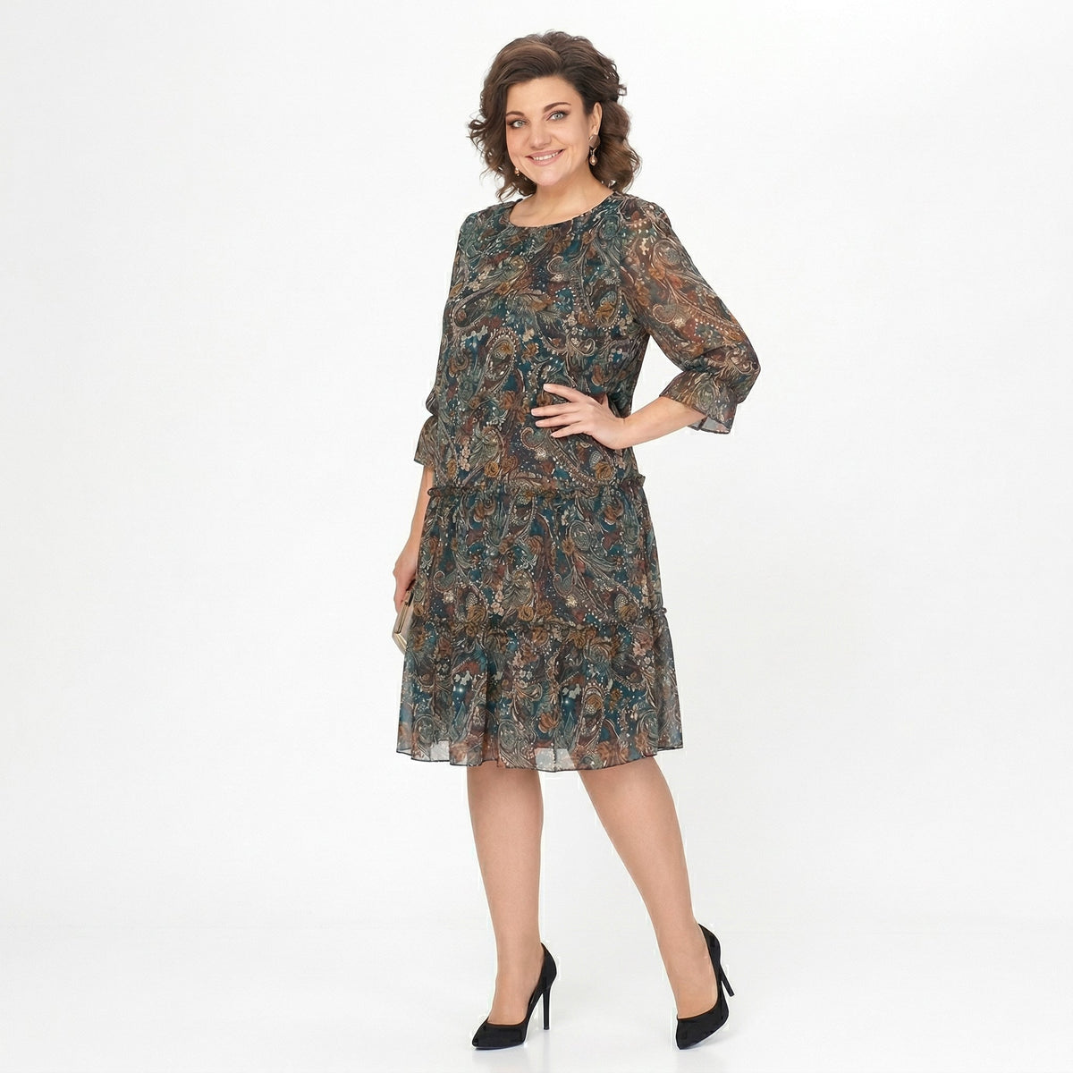 Núria | Vestido Midi com Folhos Fluídos
