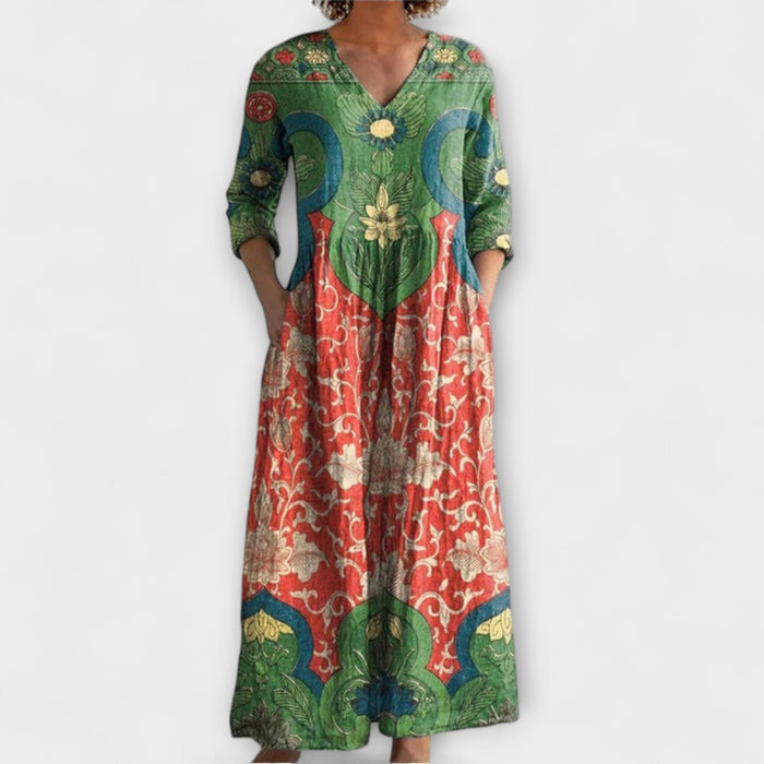 Conceição | Vestido maxi com padrão floral vintage