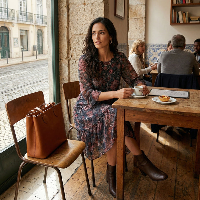 Núria | Vestido Midi com Folhos Fluídos
