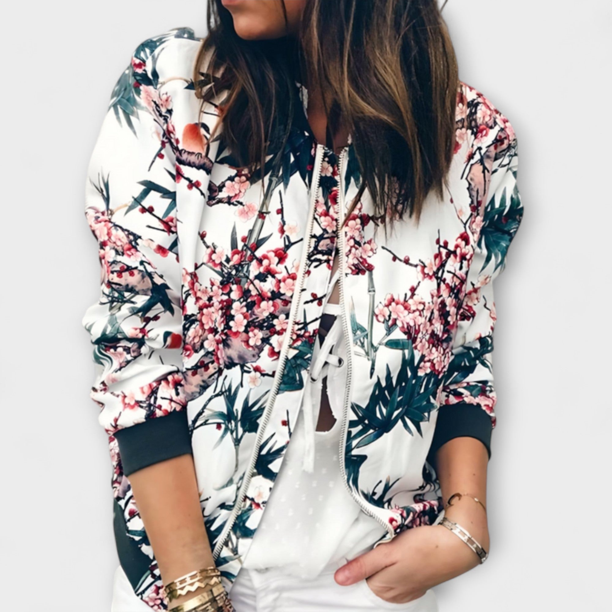 Bernardete | Casaco bomber elegante com padrão floral