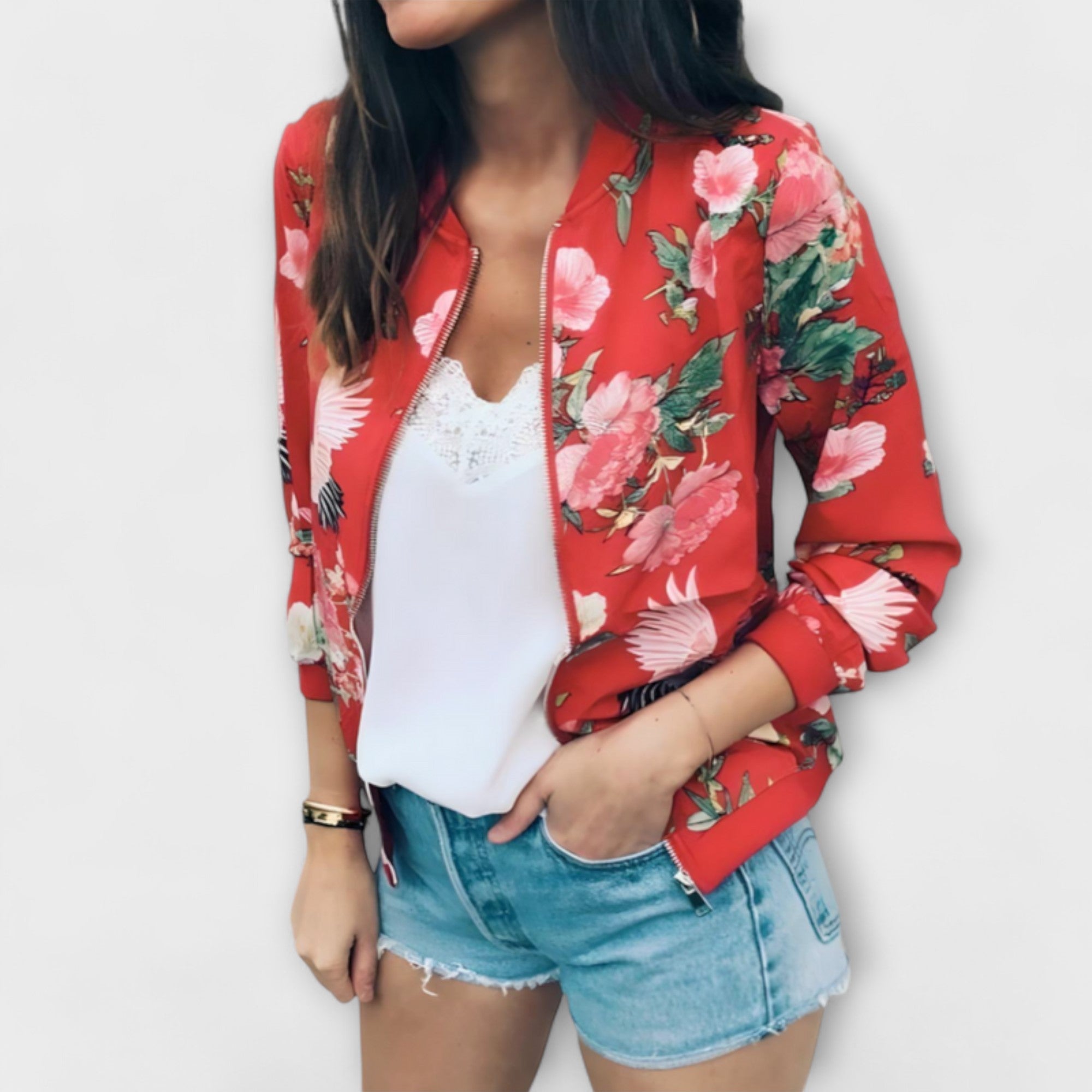 Bernardete | Casaco bomber elegante com padrão floral