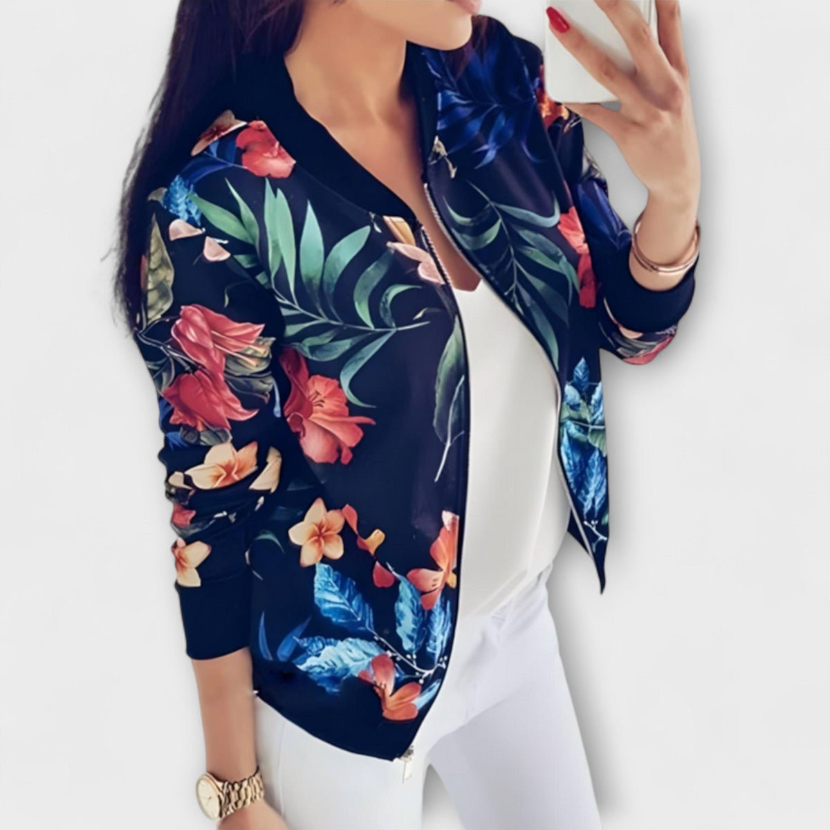 Bernardete | Casaco bomber elegante com padrão floral