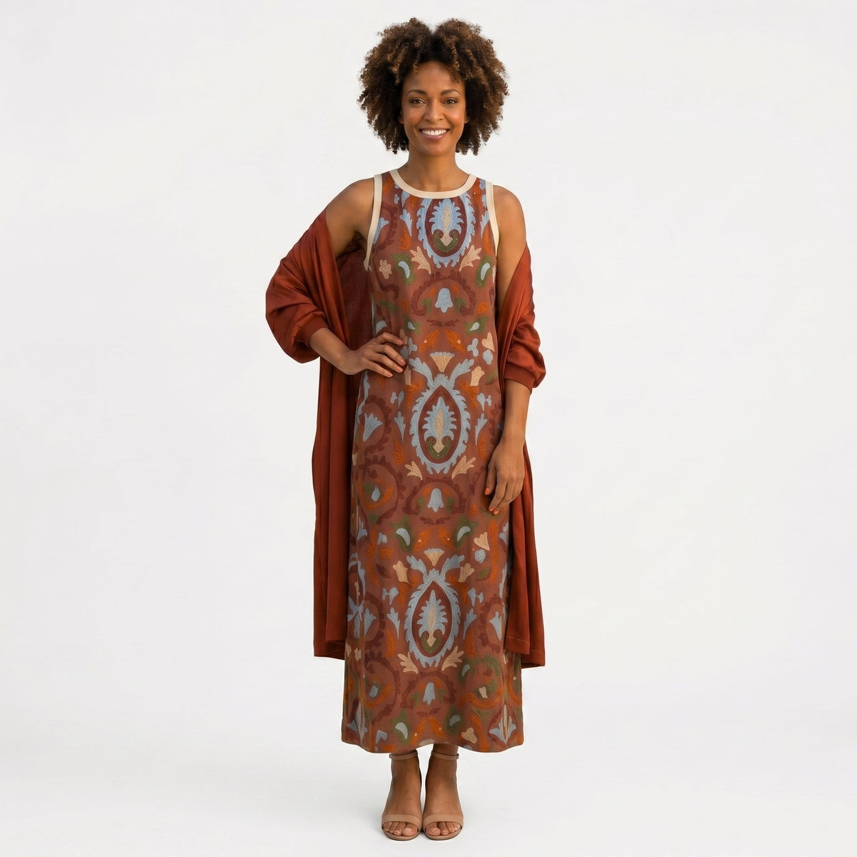 Belmira | Vestido longo elegante com casaco a condizer